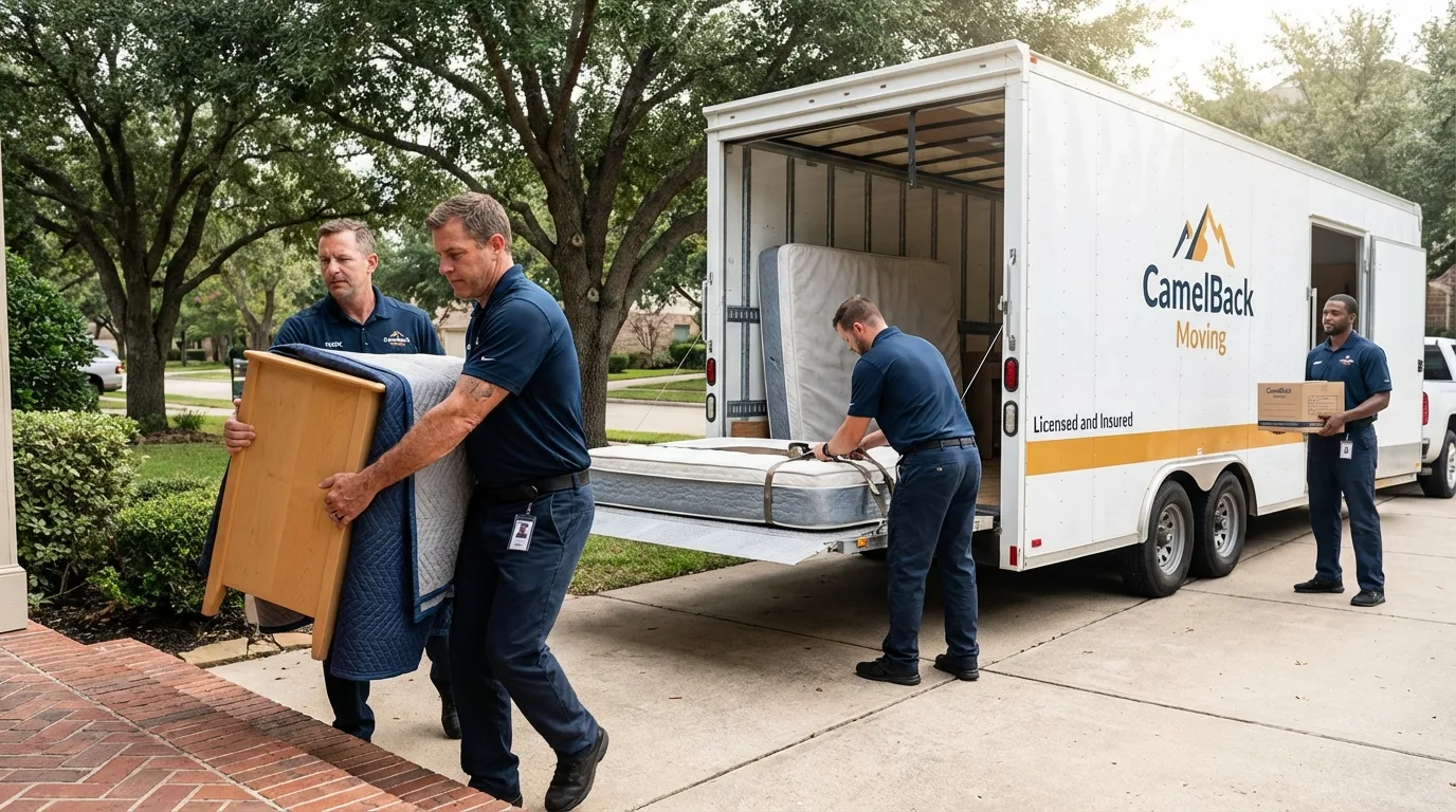 Crew loading residential truck for cross-state move from Fallston, MD